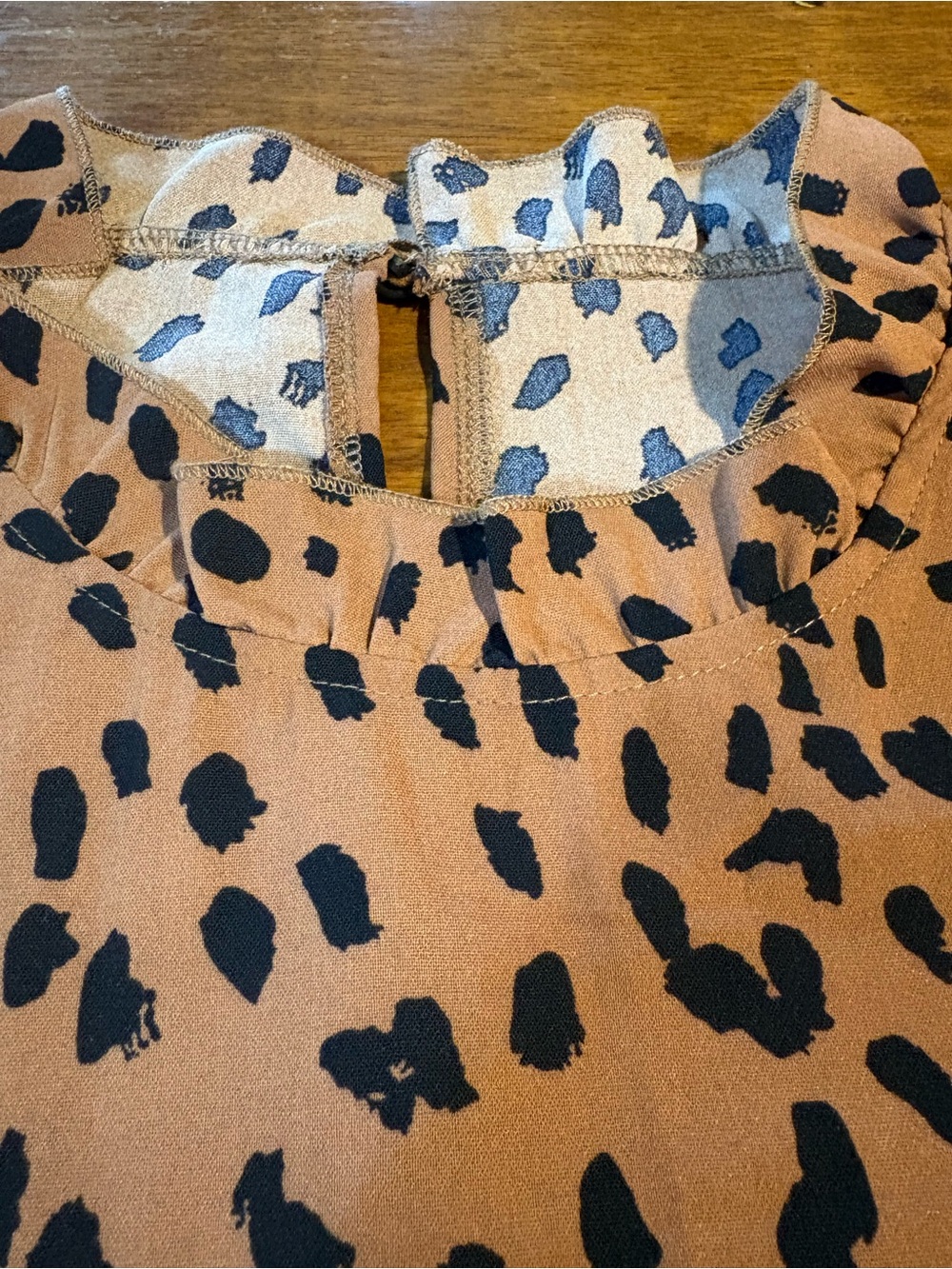 Tan Leopard Print Ruffle Sleeve Blouse - Picture 3 of 4